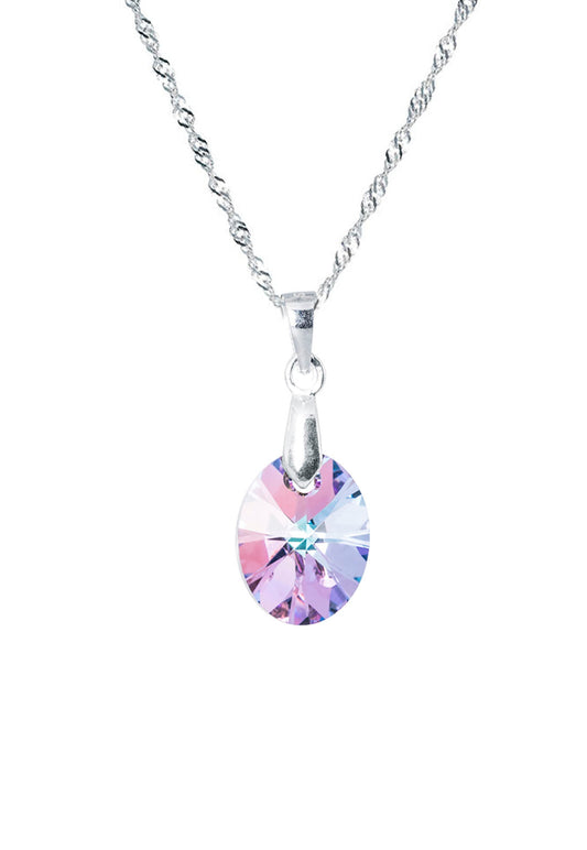 Collar Praga Plata 925 Cristal Genuino Vitral Light