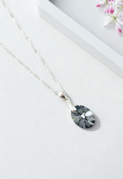 Collar Praga Plata 925 Cristal Genuino Silver Night