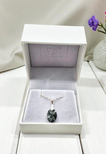 Collar Praga Plata 925 Cristal Genuino Silver Night