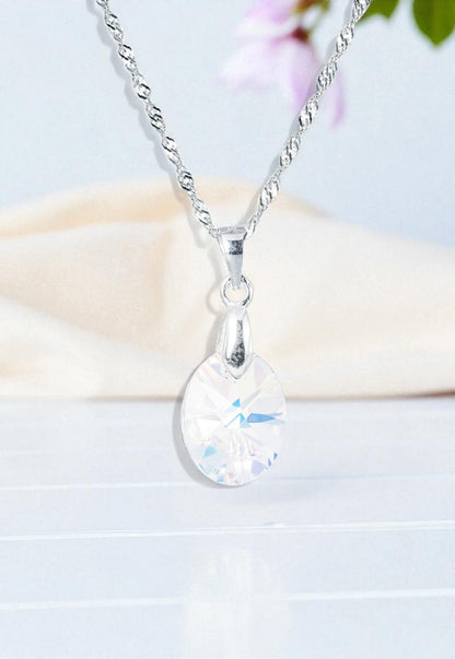 Collar Gran Praga Plata Italiana 925 y Cristales Aurora Boreal