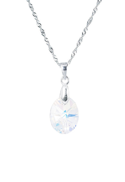 Collar Gran Praga Plata Italiana 925 y Cristales Aurora Boreal