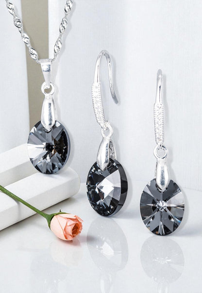 Conjunto Praga Plata 925 Cristal Genuino Silver Night