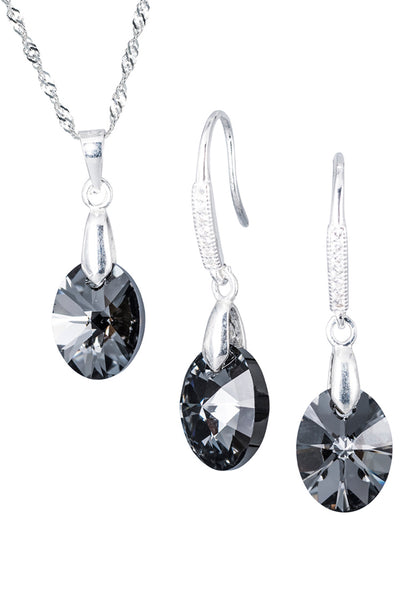 Conjunto Praga Plata 925 Cristal Genuino Silver Night