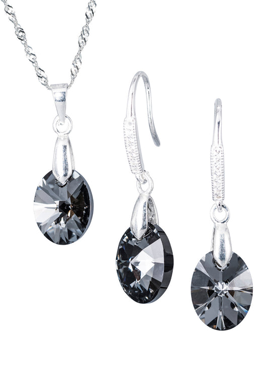 Conjunto Praga Plata 925 Cristal Genuino Silver Night