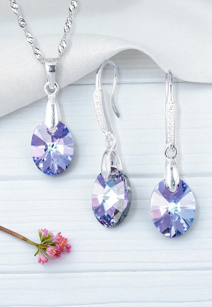 Conjunto Praga Plata 925 Cristal Genuino Vitral Light