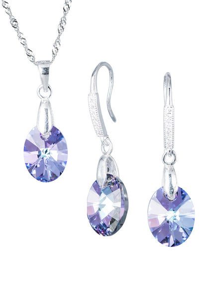 Conjunto Praga Plata 925 Cristal Genuino Vitral Light