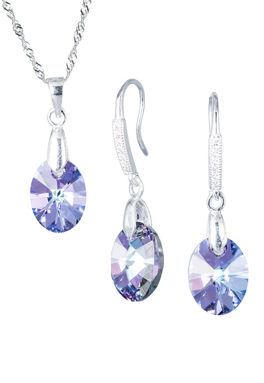 Conjunto Praga Plata 925 Cristal  Swarovski®  Vitral Light