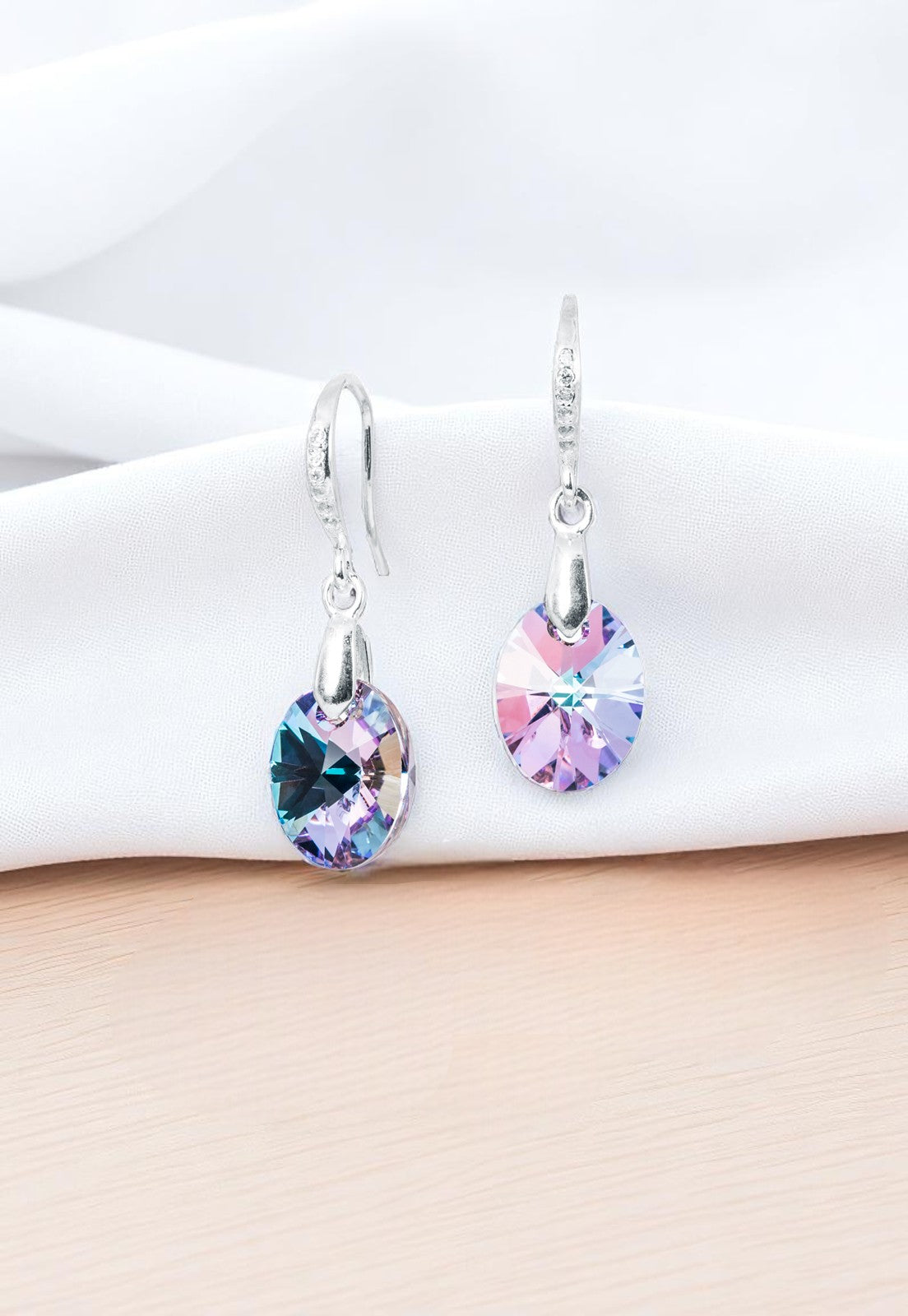 Aros Praga Plata 925 Cristal Genuino Vitral Light