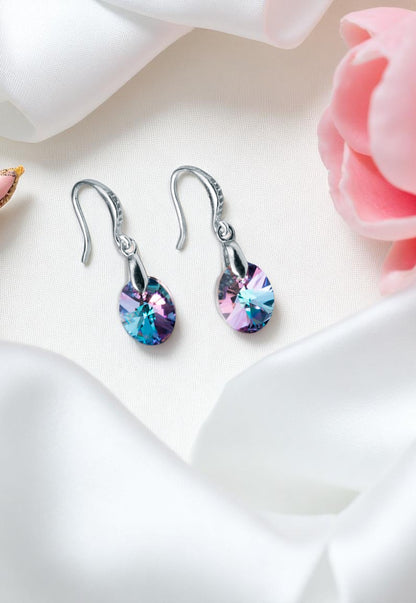 Aros Praga Plata 925 Cristal Genuino Vitral Light