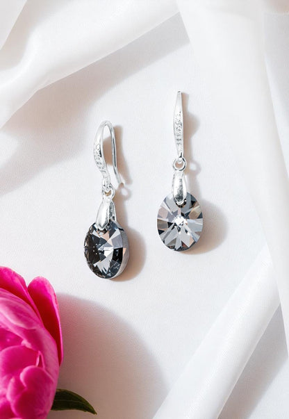 Aros Praga Plata 925 Cristal Genuino Silver Night