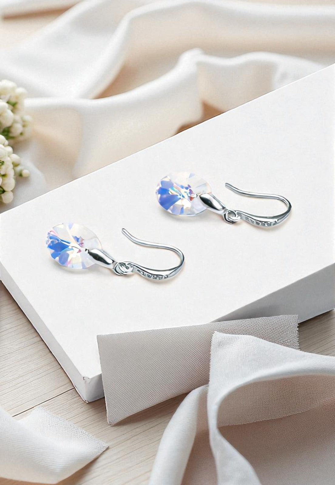 Aros Praga Plata 925 Cristal Genuino Aurora Boreal