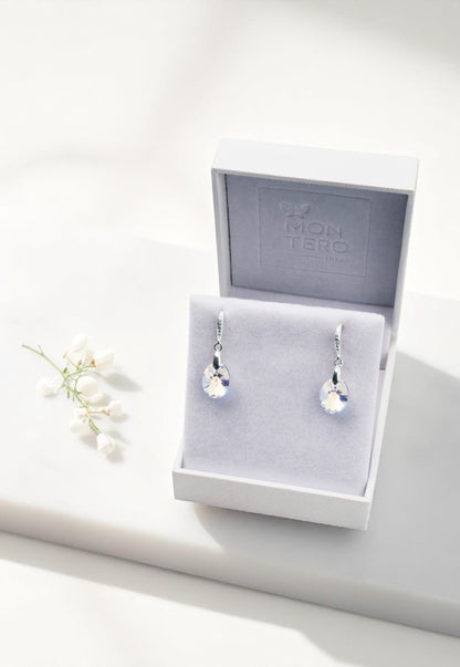 Aros Praga Plata 925 Cristal Genuino Aurora Boreal