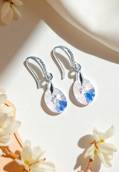 Aros Praga Plata 925 Cristal Genuino Aurora Boreal