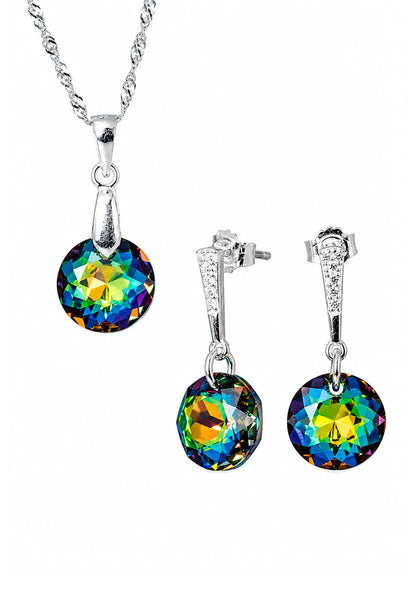 Conjunto Gracia Plata 925 Cristal Swarovski® Vitral Medium
