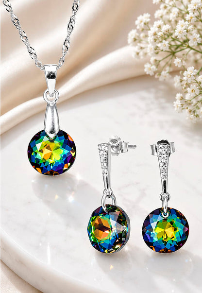 Conjunto Gracia Plata 925 Cristal Swarovski® Vitral Medium