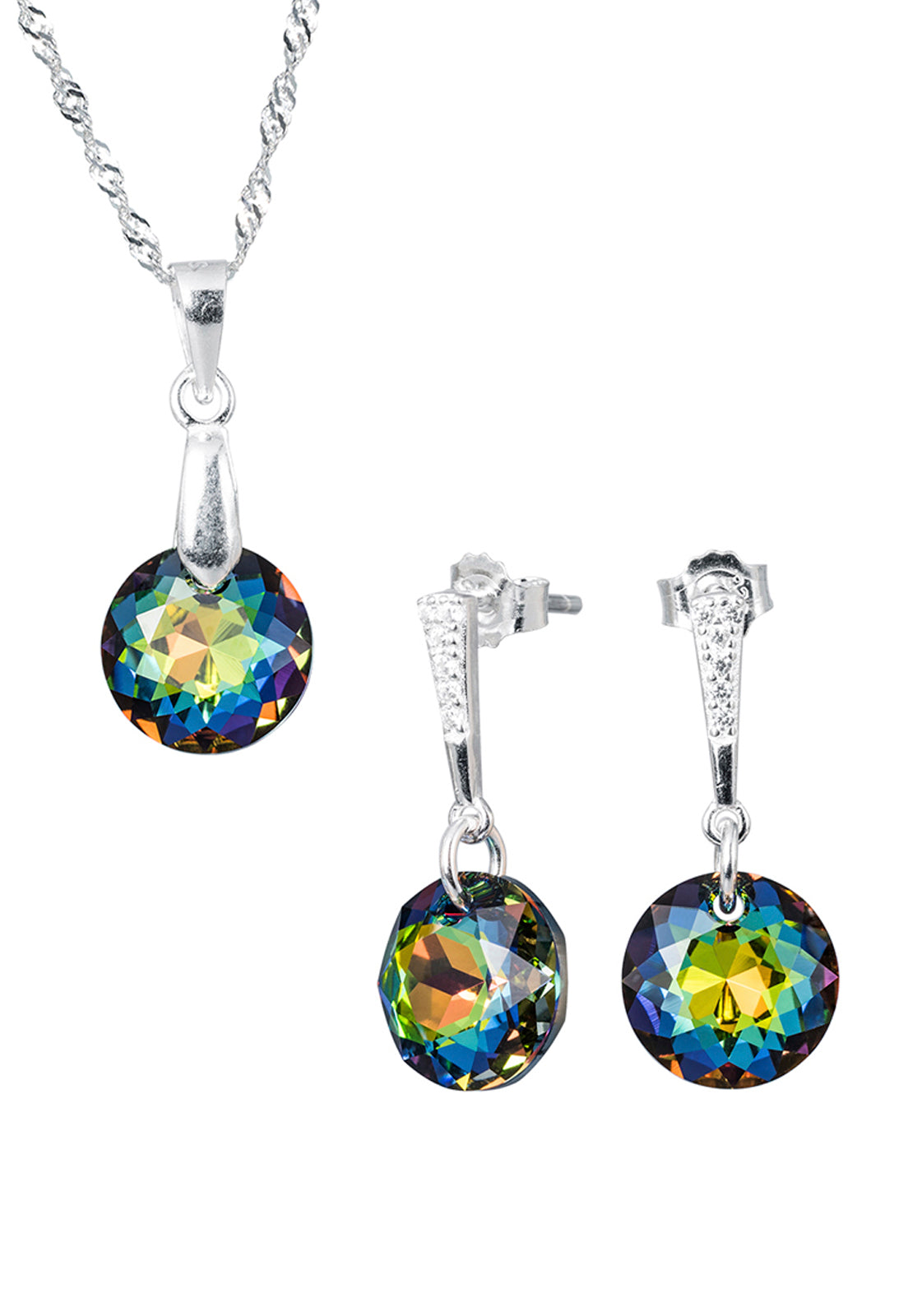 Conjunto Gracia Plata 925 Cristal Genuino Vitral Medium