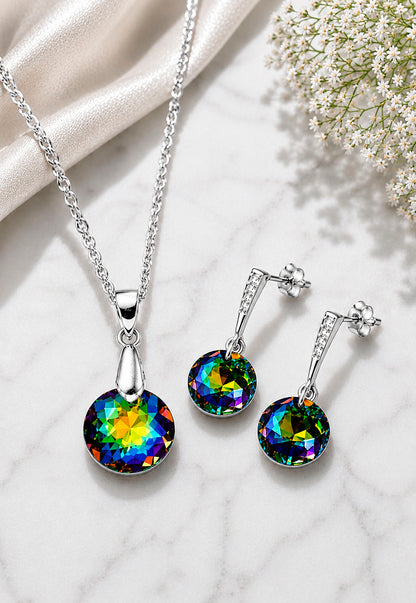 Conjunto Gracia Plata 925 Cristal Swarovski® Vitral Medium
