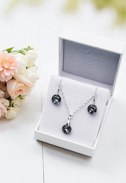 Conjunto Gracia Plata 925 Cristal Genuino Silver Night