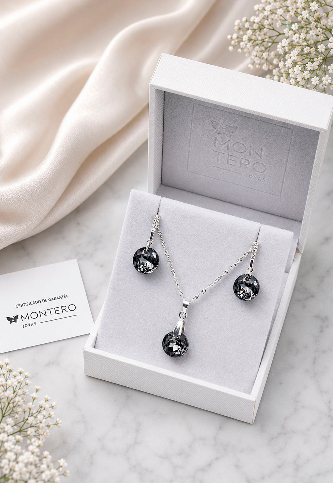 Conjunto Gracia Plata 925 Cristal Swarovski® Silver Night