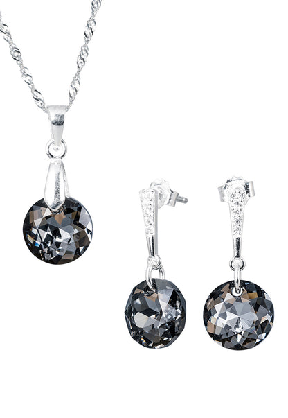 Conjunto Gracia Plata 925 Cristal Genuino Silver Night