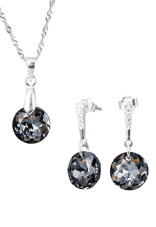 Conjunto Gracia Plata 925 Cristal Genuino Silver Night