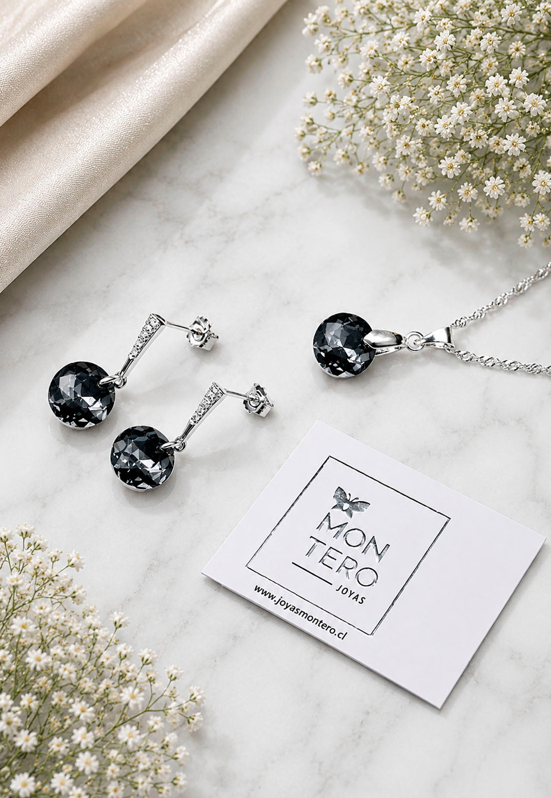 Conjunto Gracia Plata 925 Cristal Swarovski® Silver Night
