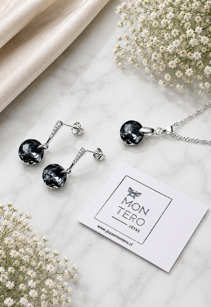 Conjunto Gracia Plata 925 Cristal Swarovski® Silver Night