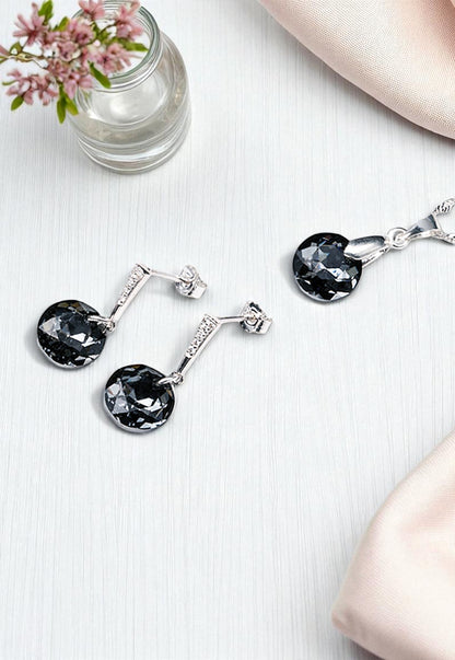 Conjunto Gracia Plata 925 Cristal Genuino Silver Night