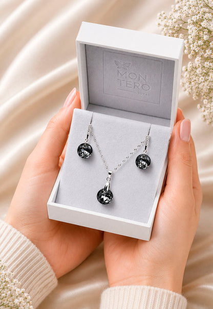 Conjunto Gracia Plata 925 Cristal Swarovski® Silver Night