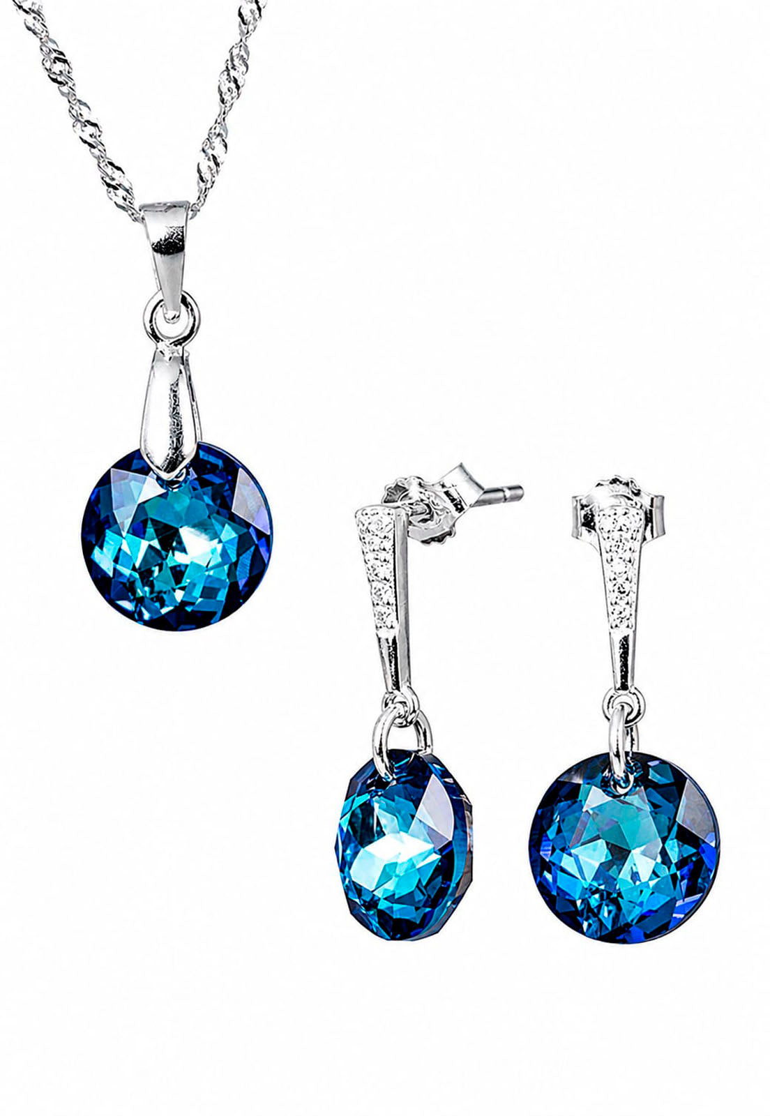 Conjunto Gracia Plata 925 Cristal Swarovski® Bermuda Blue