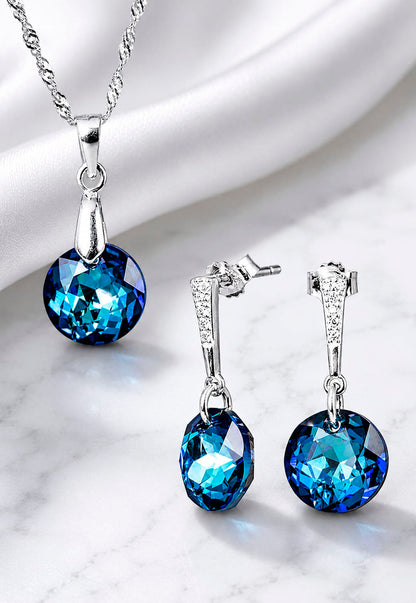 Conjunto Gracia Plata 925 Cristal Swarovski® Bermuda Blue