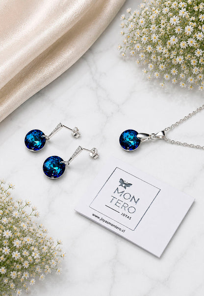 Conjunto Gracia Plata 925 Cristal Swarovski® Bermuda Blue