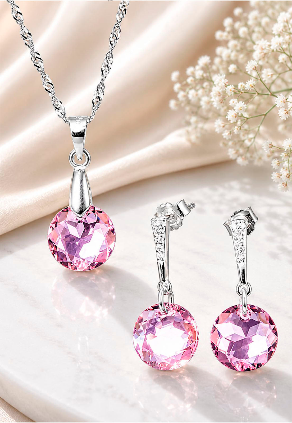 Conjunto Gracia Plata 925 Cristal Swarovski® Light Rose