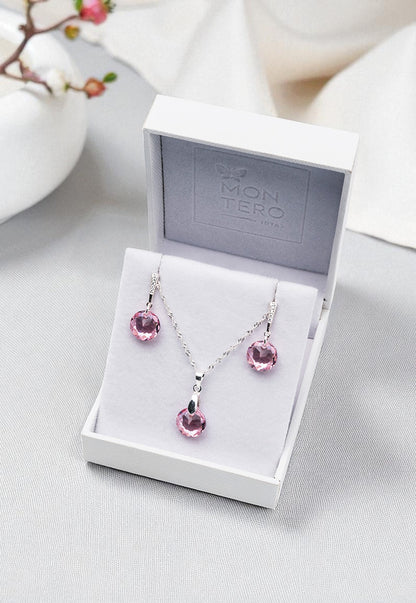 Conjunto Gracia Plata 925 Cristal Genuino Light Rose