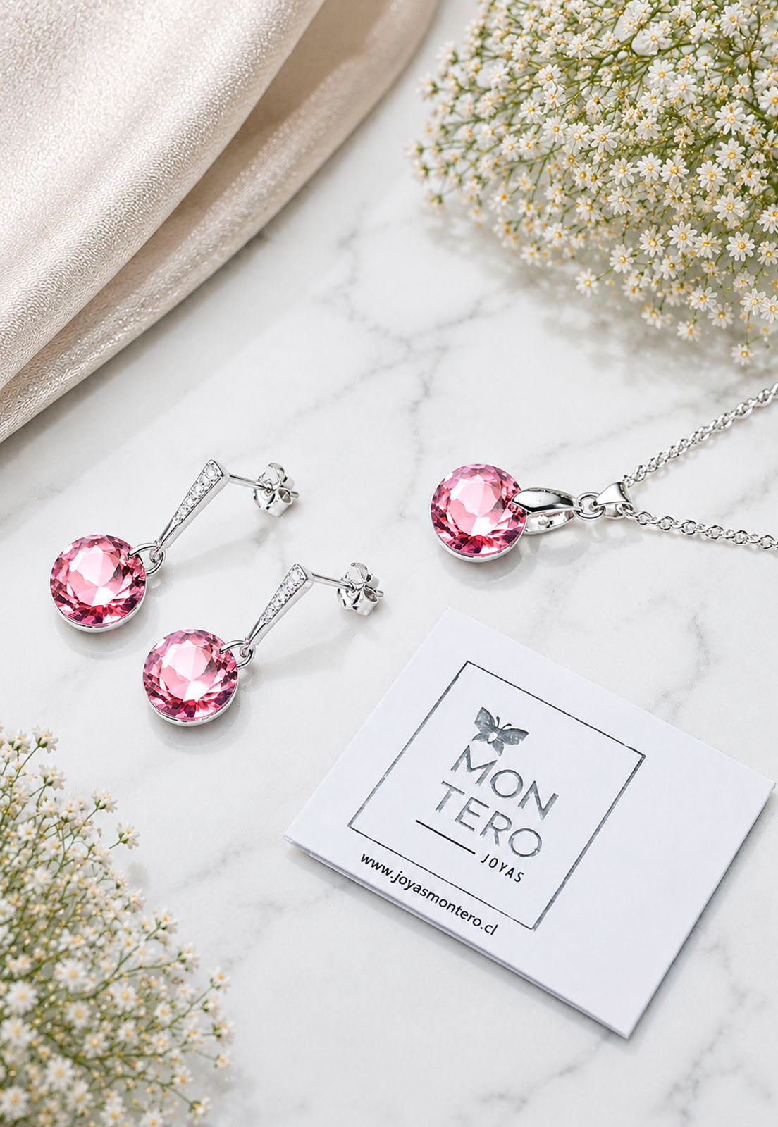 Conjunto Gracia Plata 925 Cristal Swarovski® Light Rose