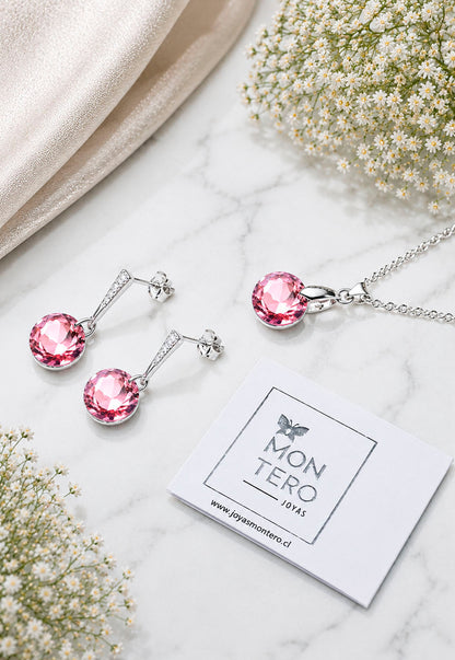 Conjunto Gracia Plata 925 Cristal Swarovski® Light Rose