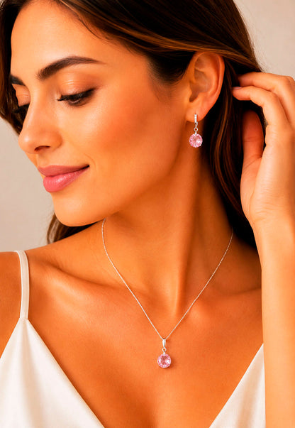 Conjunto Gracia Plata 925 Cristal Swarovski® Light Rose