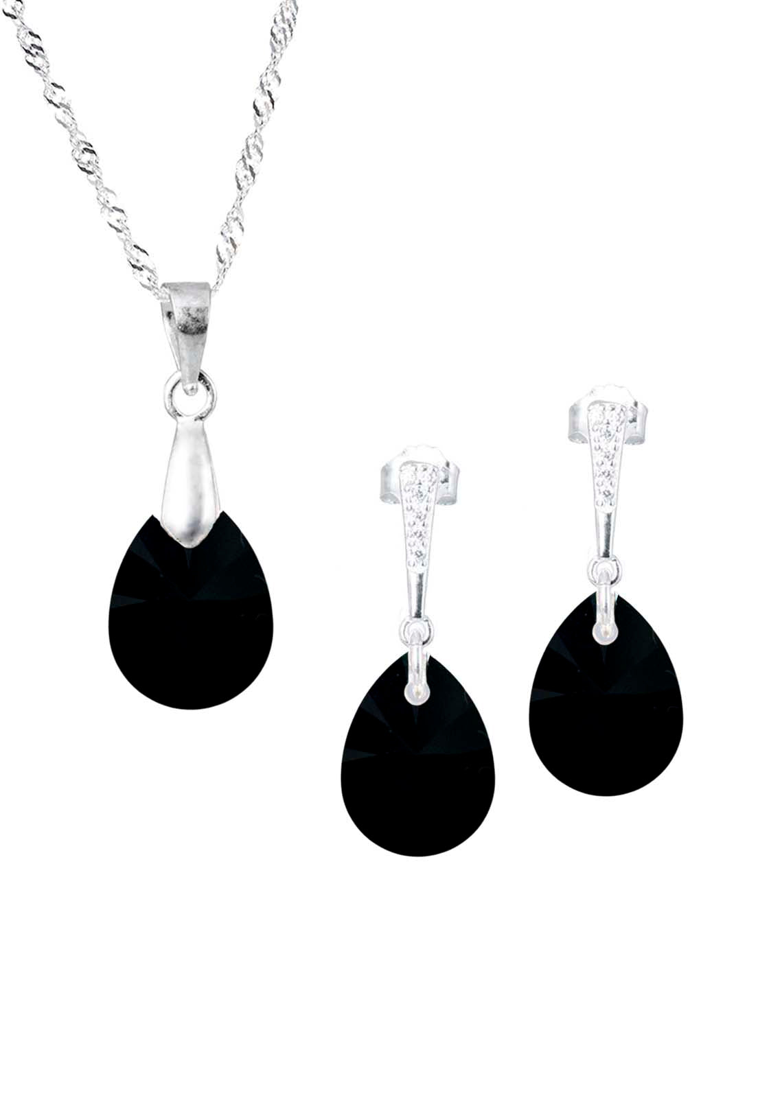 Conjunto Encanto Plata 925 Creado con cristales de Swarovski® Jet