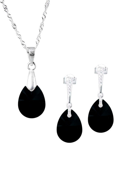 Conjunto Encanto Plata 925 Creado con cristales de Swarovski® Jet