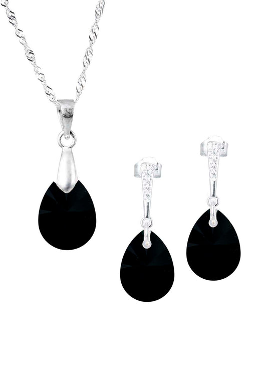 Conjunto Encanto Plata 925 Creado con cristales de Swarovski® Jet