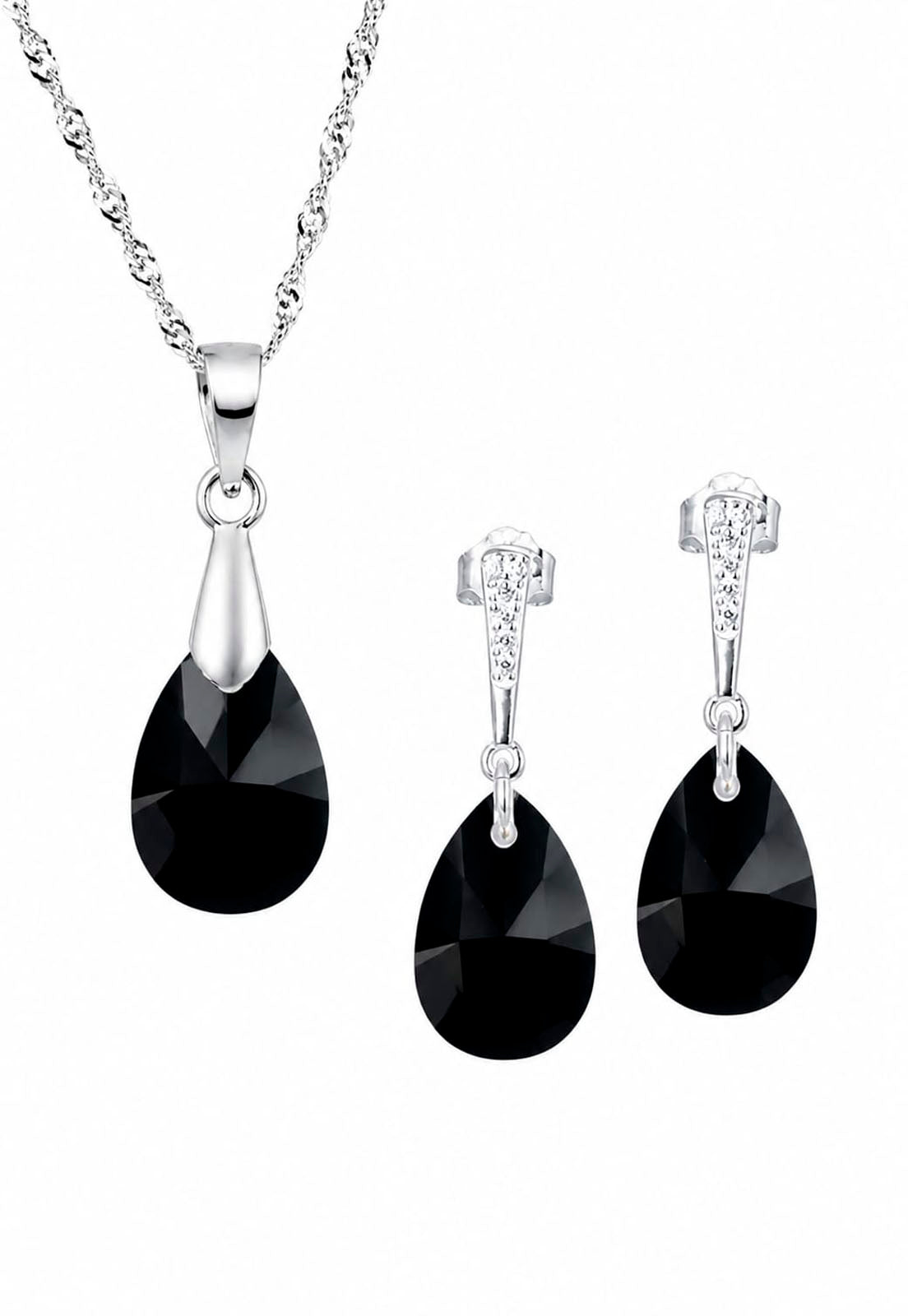 Conjunto Encanto Plata 925 Cristal Swarovski® Jet