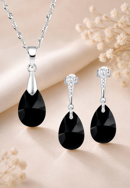 Conjunto Encanto Plata 925 Cristal Swarovski® Jet
