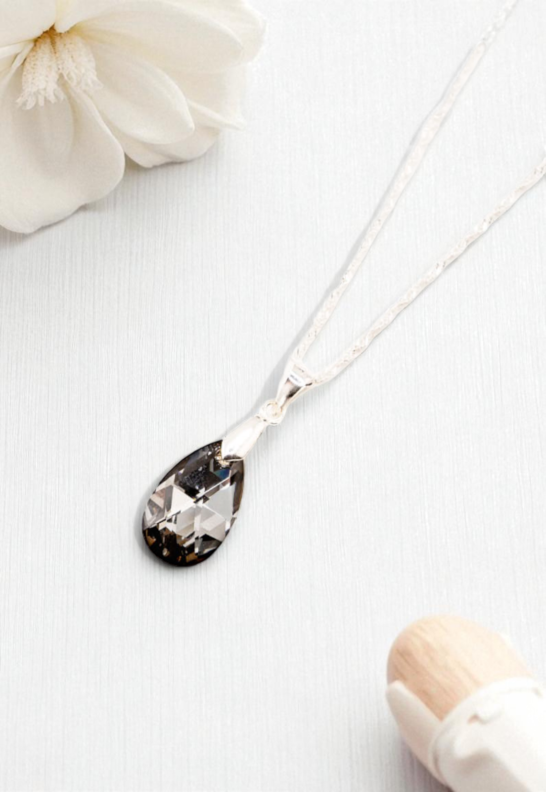 Collar Petra Plata Italiana 925 y Cristales Genuinos Silver Night