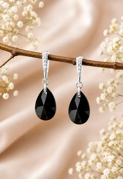 Aros Encanto Plata 925 Cristal Swarovski® Jet