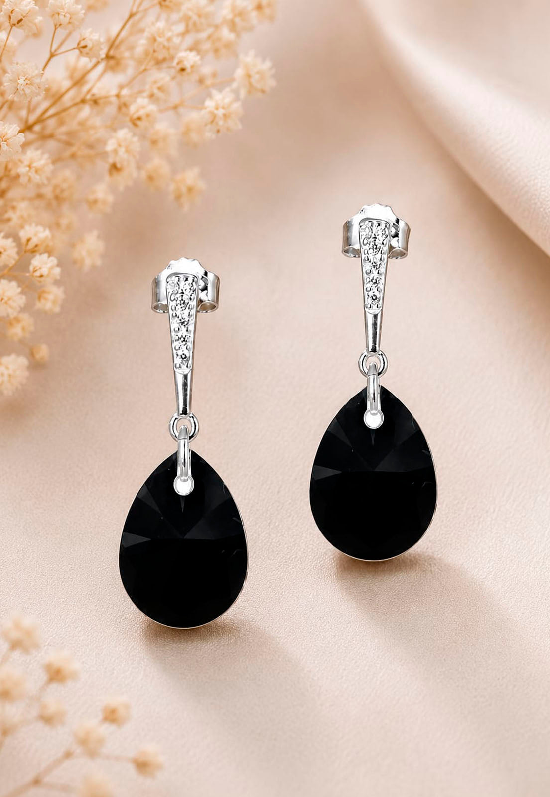 Aros Encanto Plata 925 Cristal Swarovski® Jet