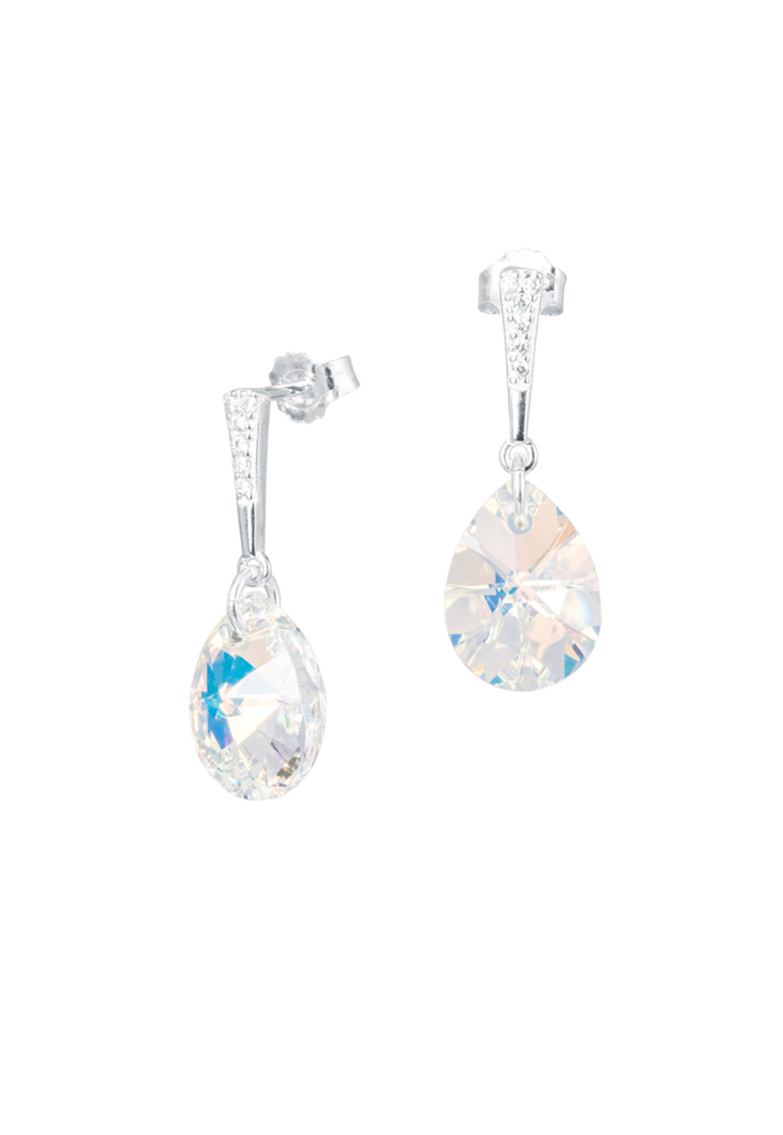 Aros Encanto Plata 925 Cristal Genuino Aurora Boreal