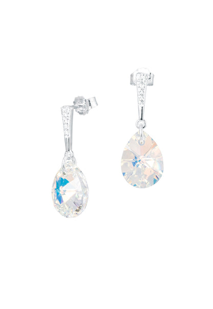 Aros Encanto Plata 925 Cristal Genuino Aurora Boreal