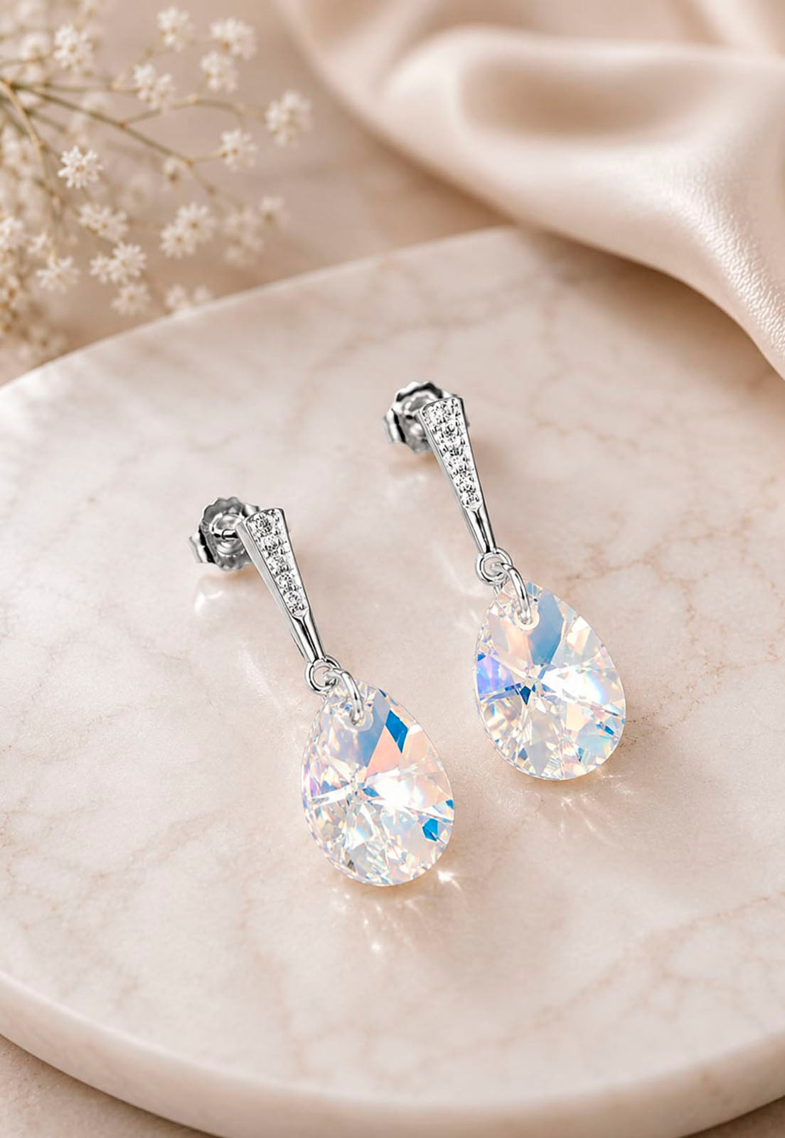 Aros Encanto Plata 925 Cristal Swarovski® Aurora Boreal
