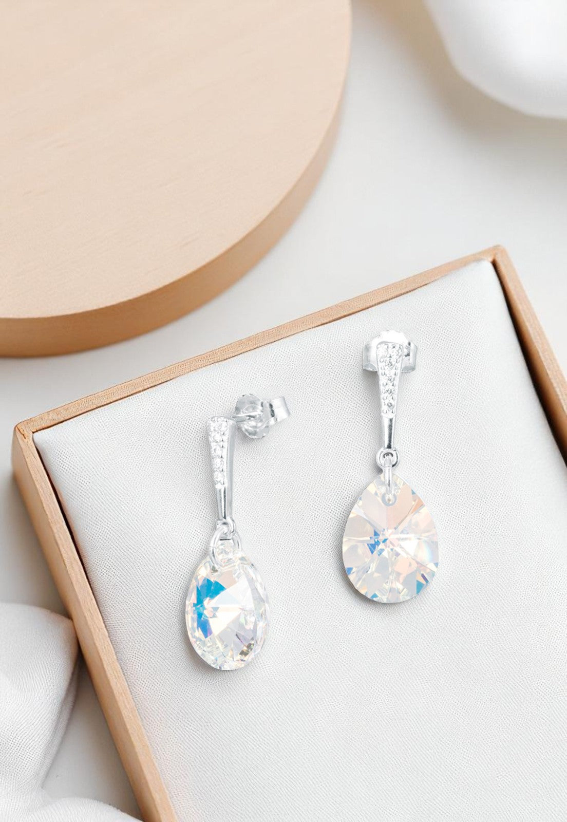 Aros Encanto Plata 925 Cristal Genuino Aurora Boreal