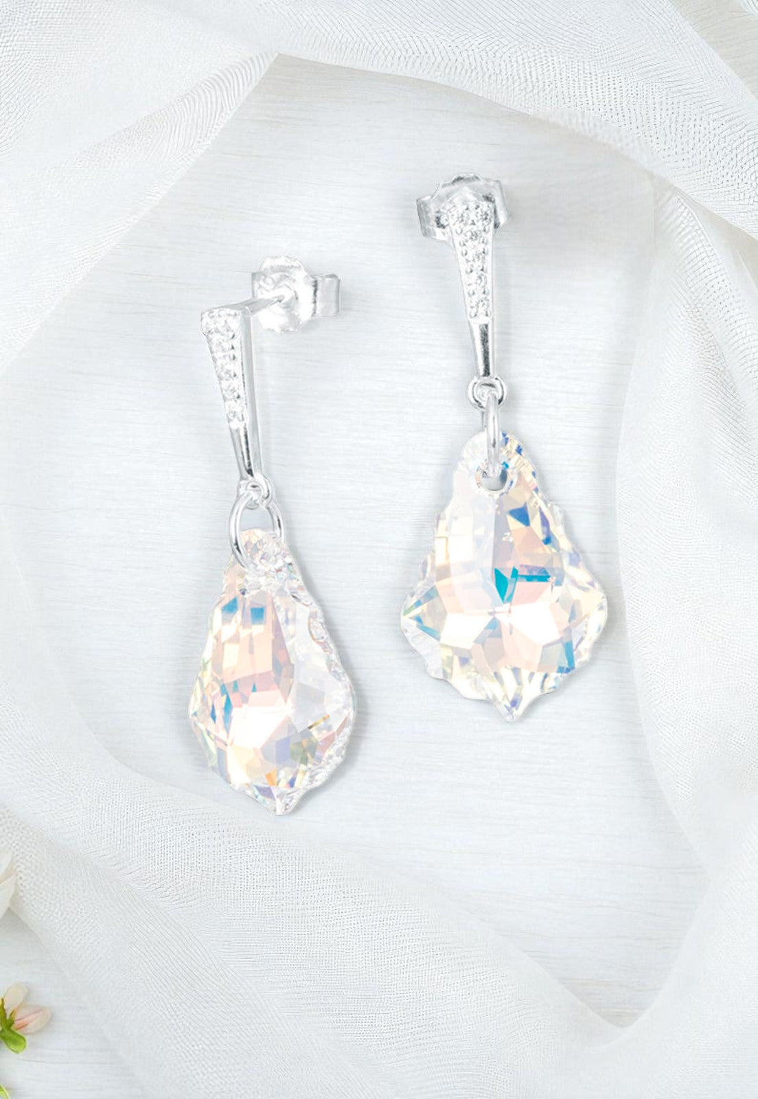 Aros Roma Plata 925 Cristal Genuino Aurora Boreal